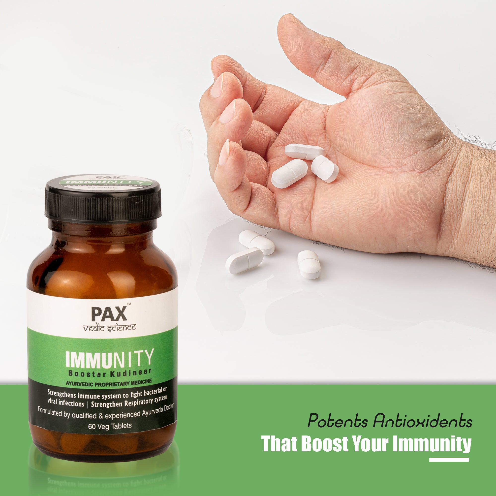 PAX Vedic Science Immunity Booster Kabasura Kudineer Ayurvedic Pills anti-inflammatory, anti-bacterial Veg Plant Based