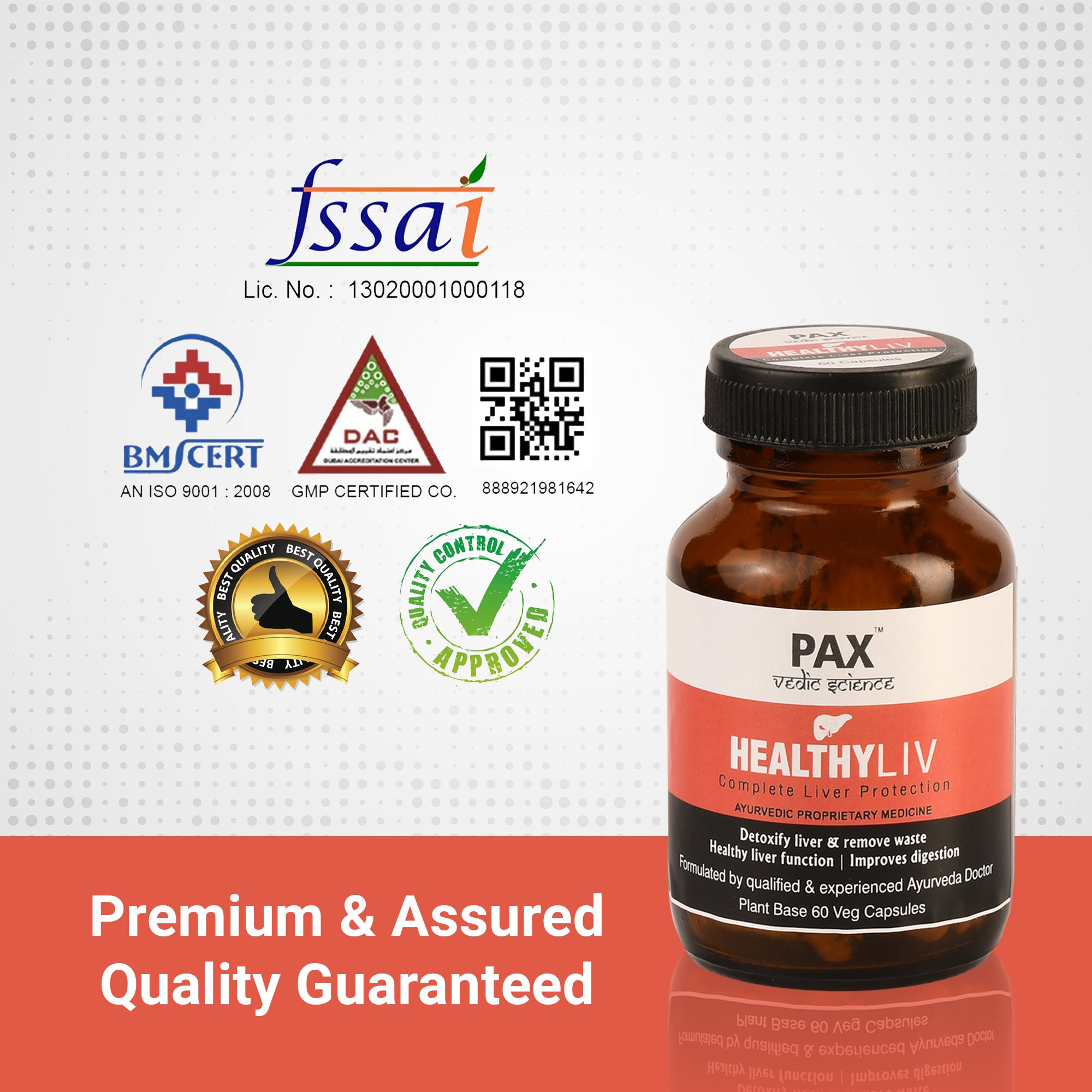 Pax Vedic Science Healthy Liv Capsule for complete Liver Protection, Detoxify Liver and Improve Digestion - 60 capsules