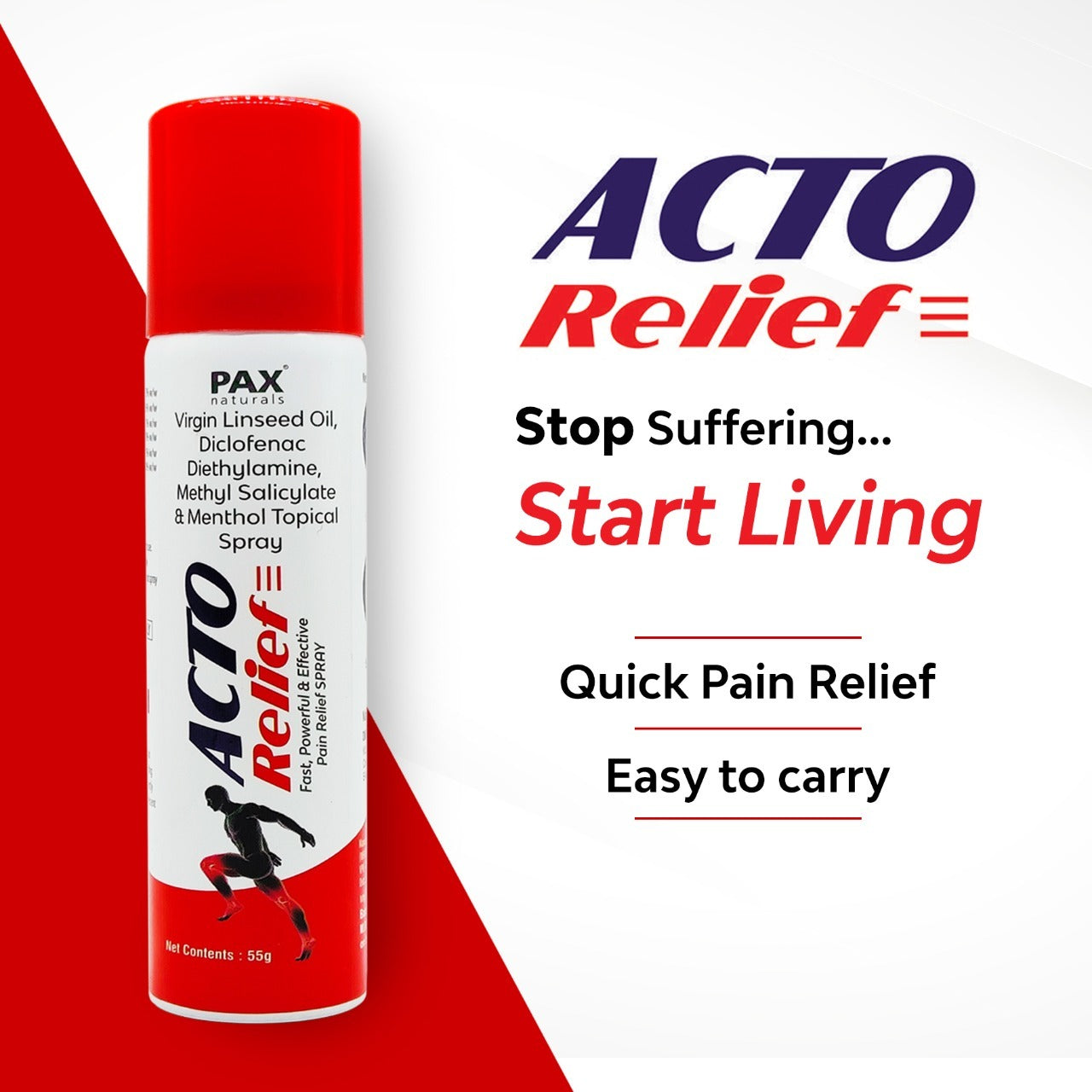 Paxnaturals Pain Relief Spray - 55g Suitable for Back Pain, Muscle Pain, Joint Pain, Knee Pain